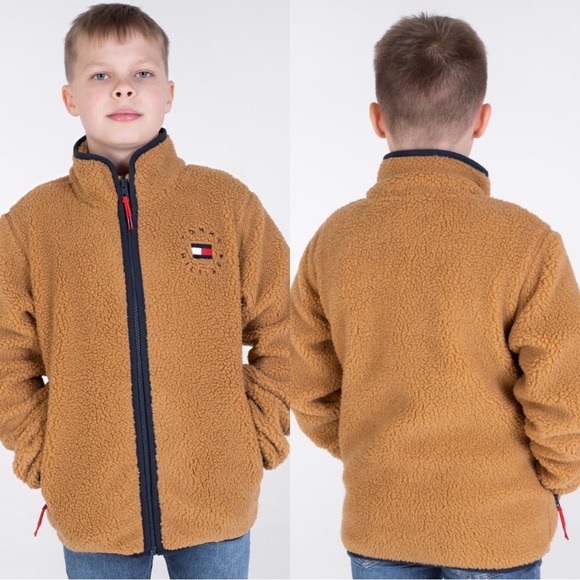 Tommy Hilfiger Kids U Heritage Badge Sherpa Jacket size M (8-10) - Picture 1 of 8